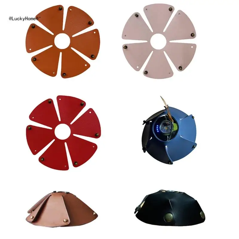 Vintage Leather Lampshade Outdoor Lamp Shade Replacement Thickened Cover Dust-proof Chandelier Cover for Camping Home Room 11UA