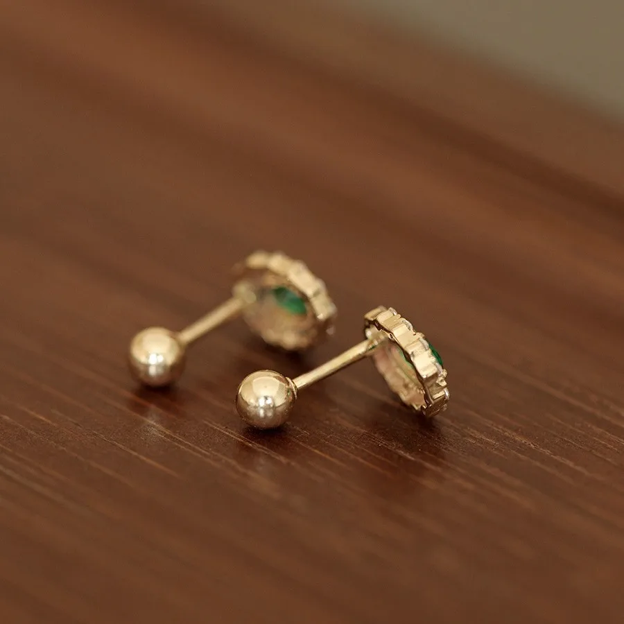 925 Sterling Silver Plated 14K Gold Retro Green Zircon Kolczyki dla kobiet Wykwintna biżuteria imprezowa Prezenty — zdjęcie 6