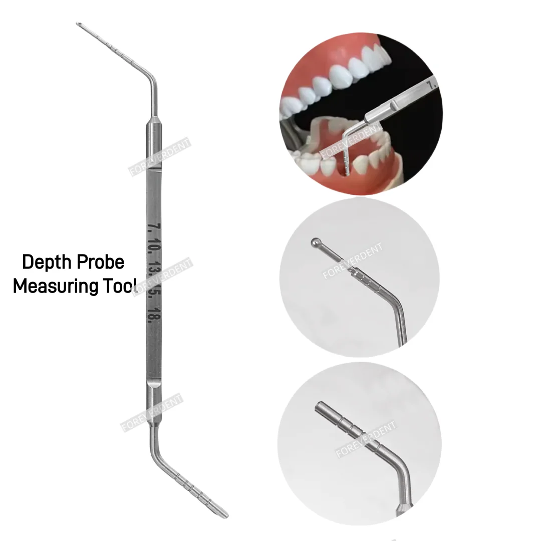 Deep Probe Tool Dental Implant Drill Hole Depth Gauge Stainless Steel Gingival Measuring Ruler Dental Tools