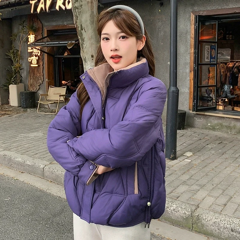 เสื้อแจ็คเก็ตฤดูใบไม้ร่วงฤดูหนาวสำหรับผู้หญิง ปี 2025 รุ่นใหม่ สไตล์เกาหลี เสื้อโค้ทผ้าฝ้ายบุขนเป็ด เสื้อพาร์กาสำหรับผู้หญิง เสื้อแจ็คเก็ตบุผ้าฝ้ายหนานุ่ม อุ่นสบาย เสื้อคลุมคุณภาพสูง