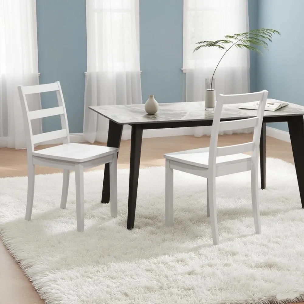 

Wooden Dining Chairs, Farmhouse Kitchen Chairs with Back for Restaurant Dining Room (2, White)