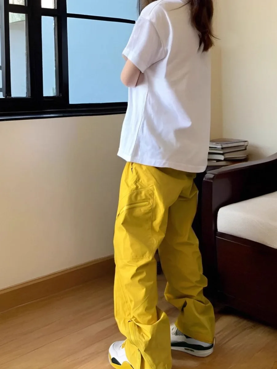 Kasen بنطلون تسلق خارجي أصفر للنساء 2025 جديد Sle مقاوم للرياح مقاوم للماء كوي جاف رياضي للمشي لمسافات طويلة ملابس العمل