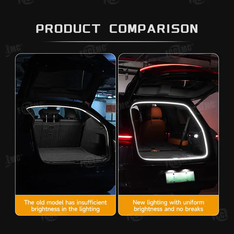 5m LED-Kofferraumbeleuchtungsstreifen mit Zigarettenanzünder-Magnetinduktion, modifiziertes Dekorationslicht für Tesla Model Y, neue Elektrofahrzeuge – Detail 2