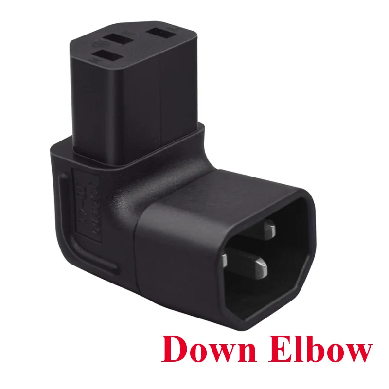 Coude noir vers le bas, convertisseur de prise d'alimentation IEC C13 à C14, prise C14 mâle à C13 femelle, connecteur adaptateur d'alimentation, prise AC