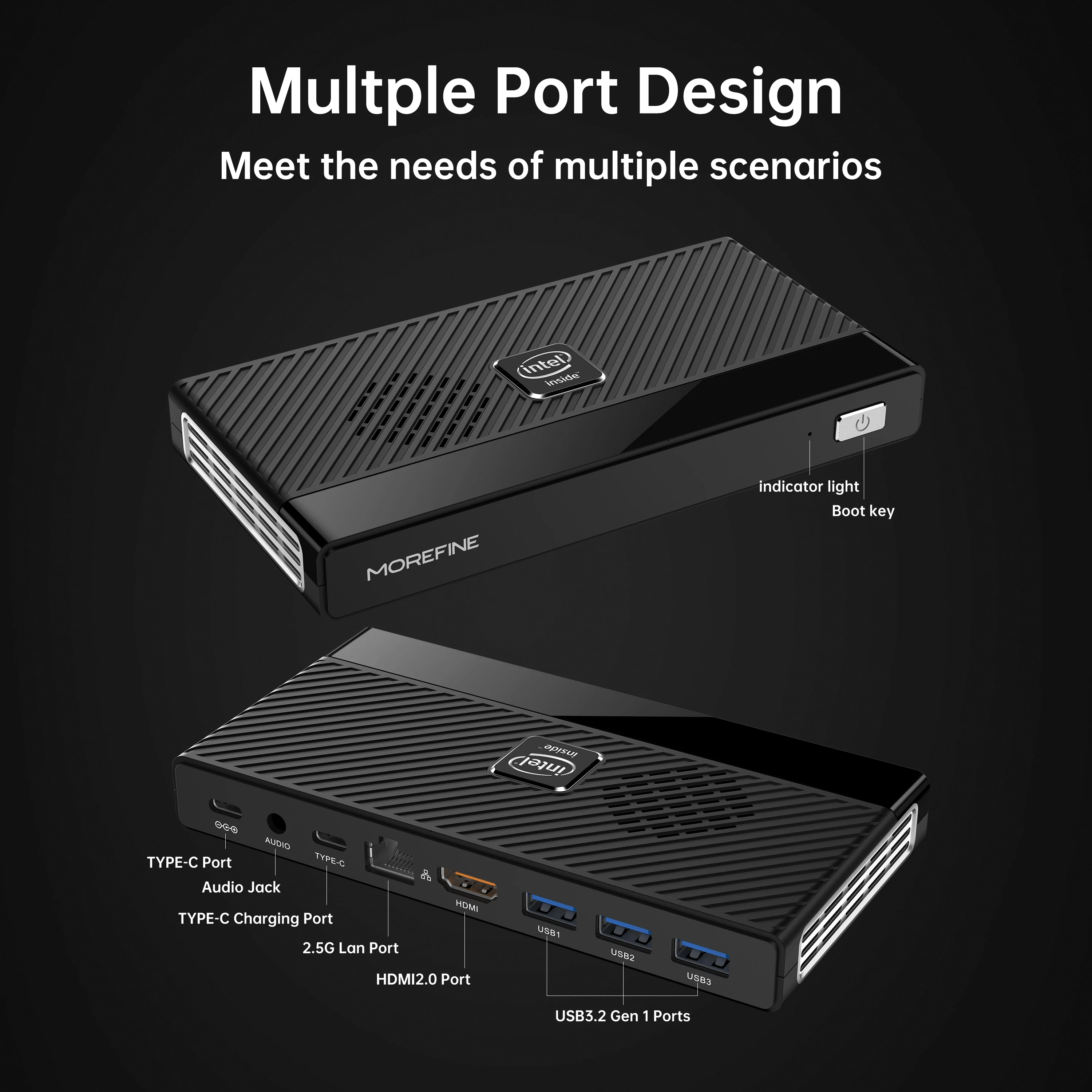 MOREFINE M6 PC Mini 12 Gen Intel N100/N200 Windows 11Pro DDR5 2933MHz NVMe SSD komputer saku PC HDMI2.0 4K @ 60Hz WiFi 6 BT5.2