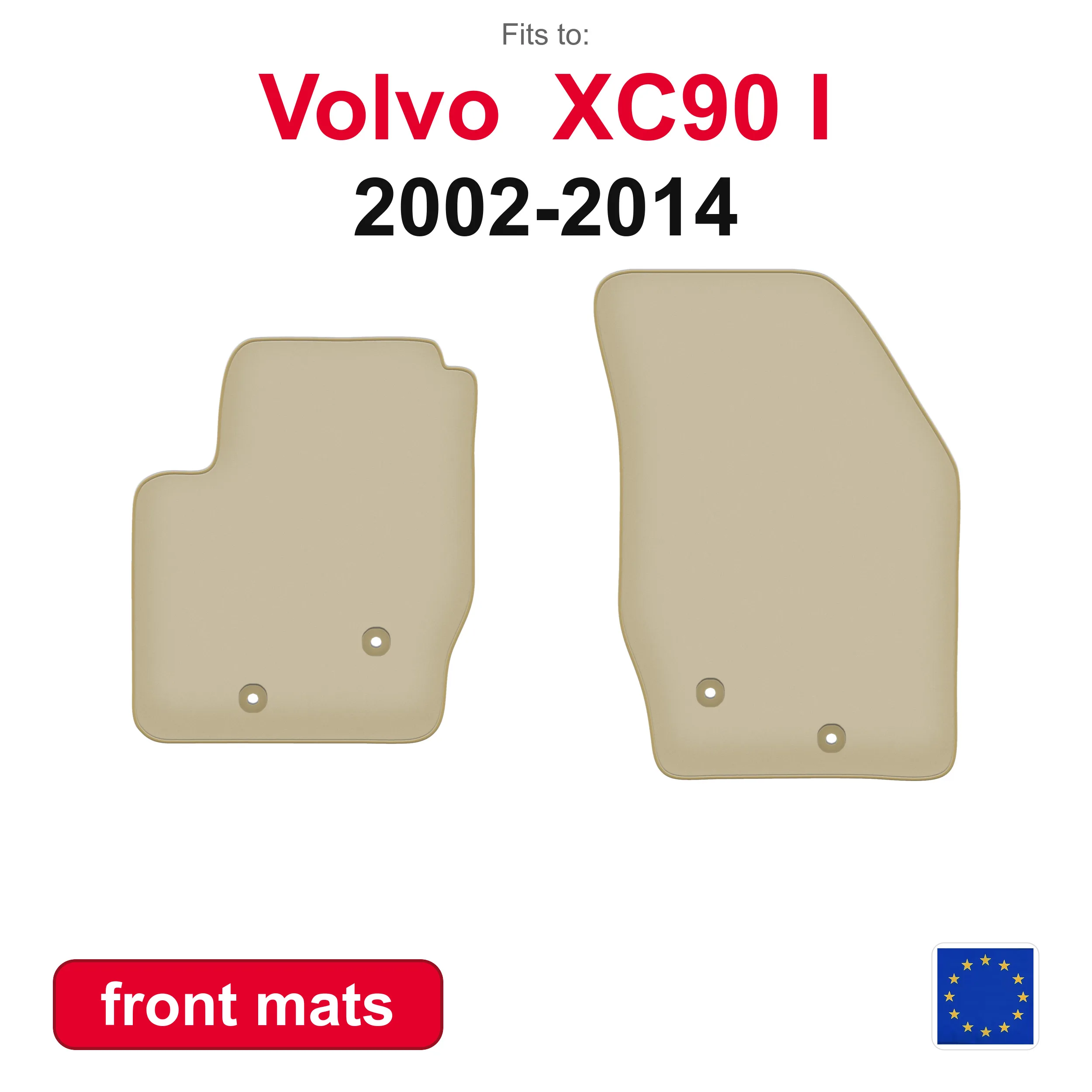 PREMIUM-Autofußmatten für Volvo XC90 UND SUV 7 OS. (2002-2014) -beige passende (2-teilige) Fußmatten-Sets für den Fahrzeugboden