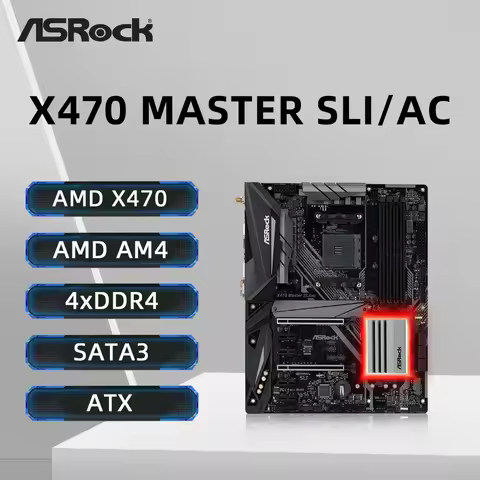 ASRock X470 MASTER SLI/AC Motherboard Supports AMD X470 Ryzen 9 5900X R7 5700X3D R5 5600 CPU 4xDDR4 NVME M.2 AM4 Mainboard