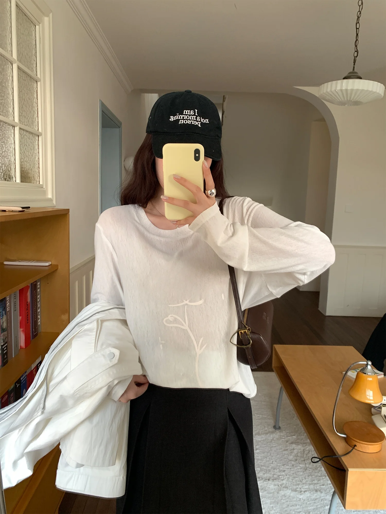 

Женская футболка NAZ больших размеров с длинным рукавом: комфортная, дышащая, легкая, повседневная, с защитой от солнца, с принтом, весенняя коллекция