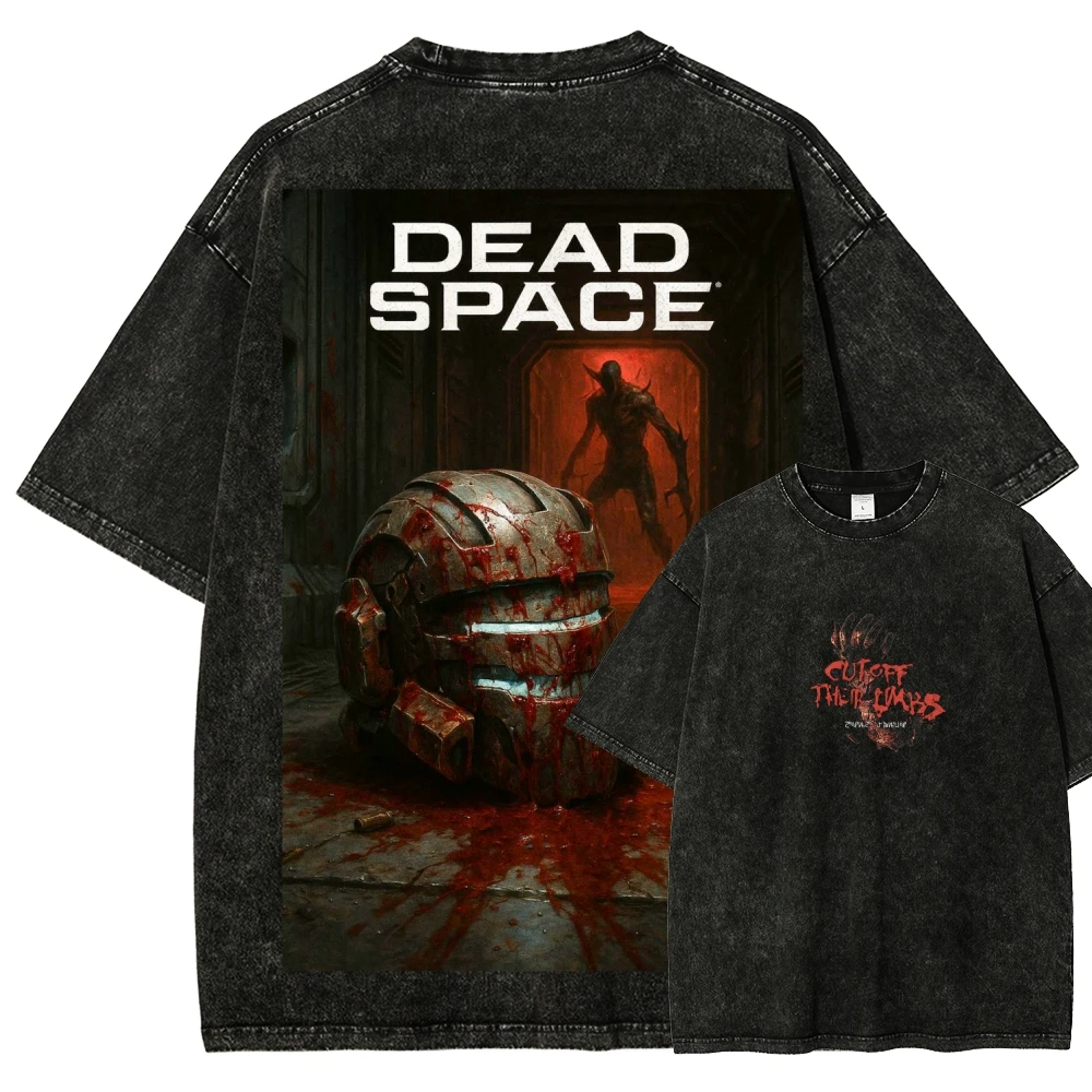 Dead Space Game T-Shirt Vintage Washed Y2K Ästhetik Unisex Oversized Kurzarm Sommer Baumwolle Retro Streetwear 2026 Heißer Verkauf – Detail 2
