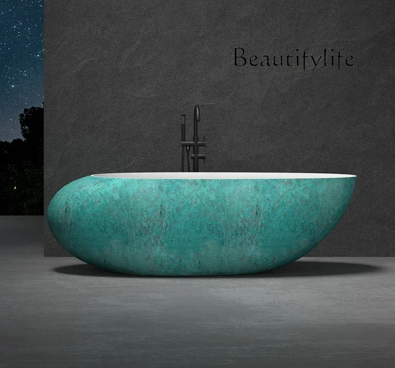Y Japanese-style Independent Artificial Stone Bathtub Household Oval Art Antique Homestay Bathtub