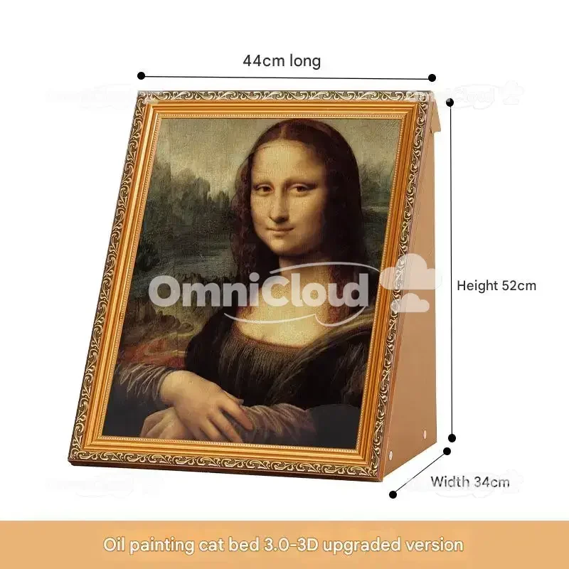 MonaLisa النفط اللوحة ثلاثية الأبعاد تأثير القط خدش السرير مع لوحة خدش قابلة للاستبدال الإبداعية القطط الأثاث القط خدش صور F