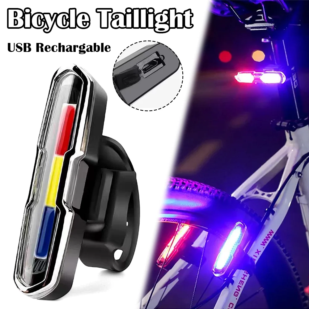 

USB Rechargeable Bicycle Tail Light Waterproof Bike Warning Light Off-Road Bike Rear Light Night Riding Safety Accessories