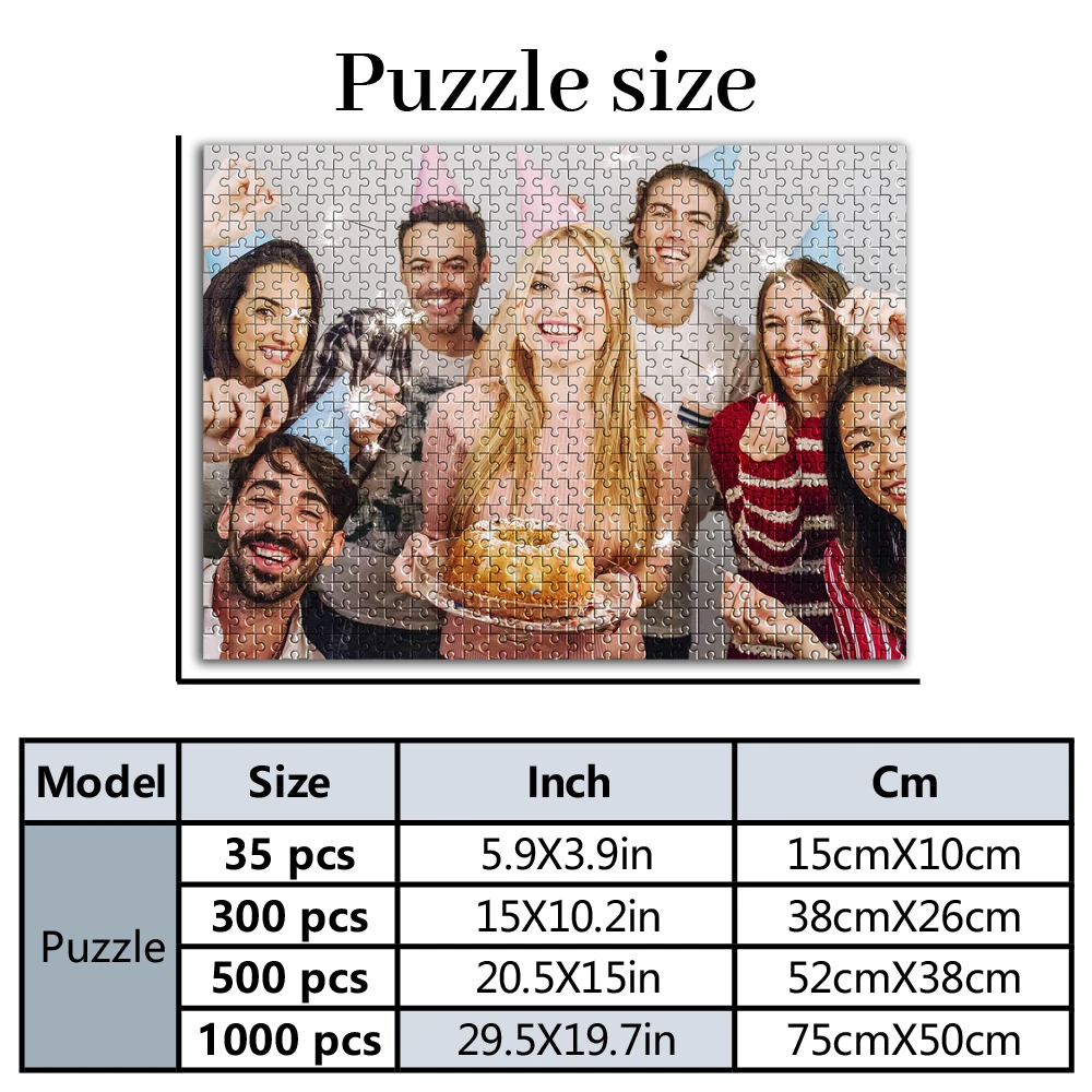 35/300/500/1000pcs Personalized Custom Photo Puzzle couple photos Customize Puzzle Box From Memory Photo Gift view 2
