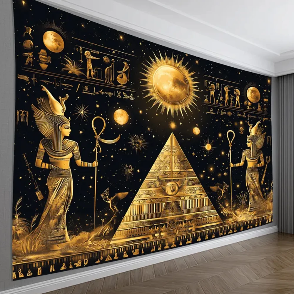 Vintage Egyptian Pyramids Wall Tapestry Polyester Decorative Wall Hanging For Living Room Bedroom Office Party Home Room Decor