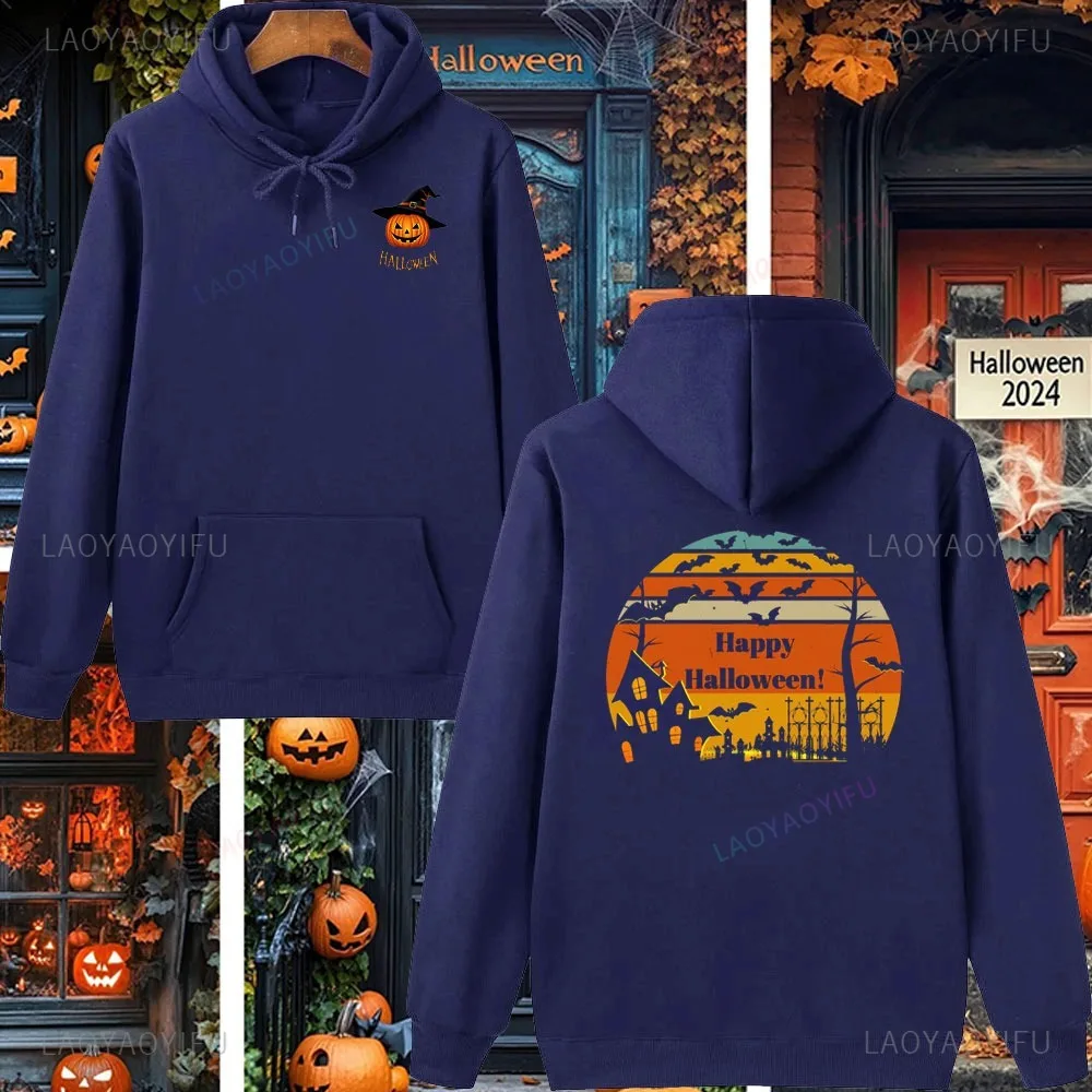 Halloween Pumpkin Head Mens Hoodie Fall Spooky Season Sweatshirts Happy Halloween Spooky Spooky Bats Retro Hoodies Are Unisex