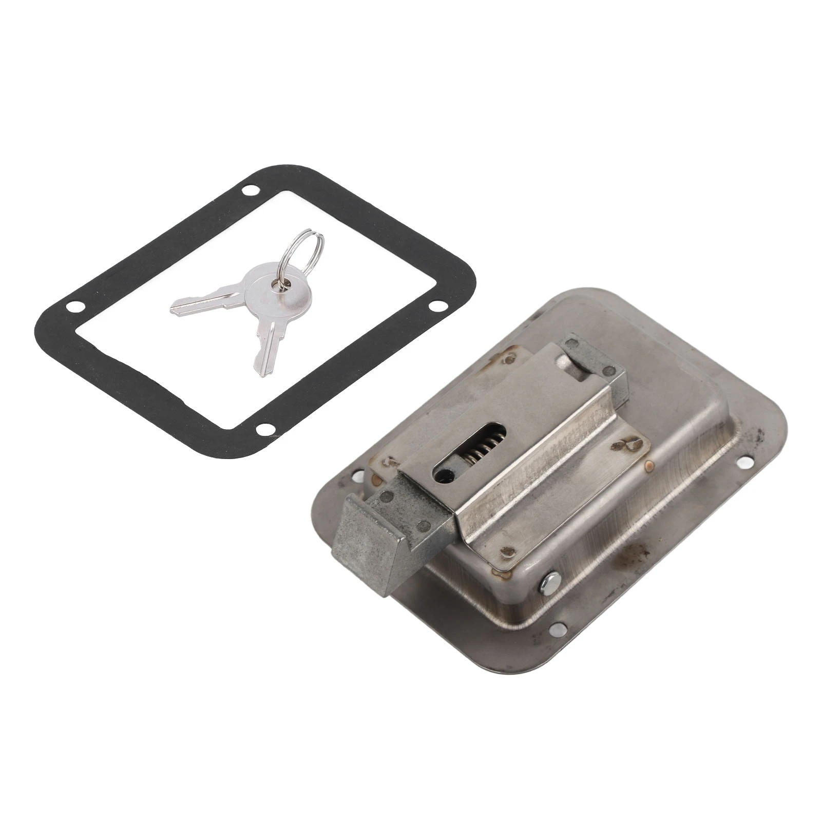 

304 Stainless Steel Paddle Door Latch Toolbox Lock Flush Mount with 2 Keys for RV Trailer Fire Trucks Door Paddle Handle
