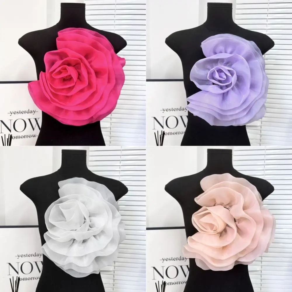 

3D Flower Organza Handmade Flower Patch DIY Clothing Corsage Sewing Applique Accessories Clothing Dress Neck Decoration