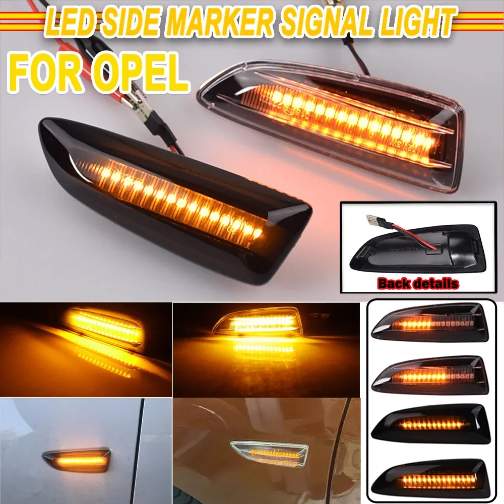 For Opel Astra J Astra J K Zafira C Insignia B Grandland X NEW 2X LED Dynamic Turn Signal Light Side Marker Lamp Blinker