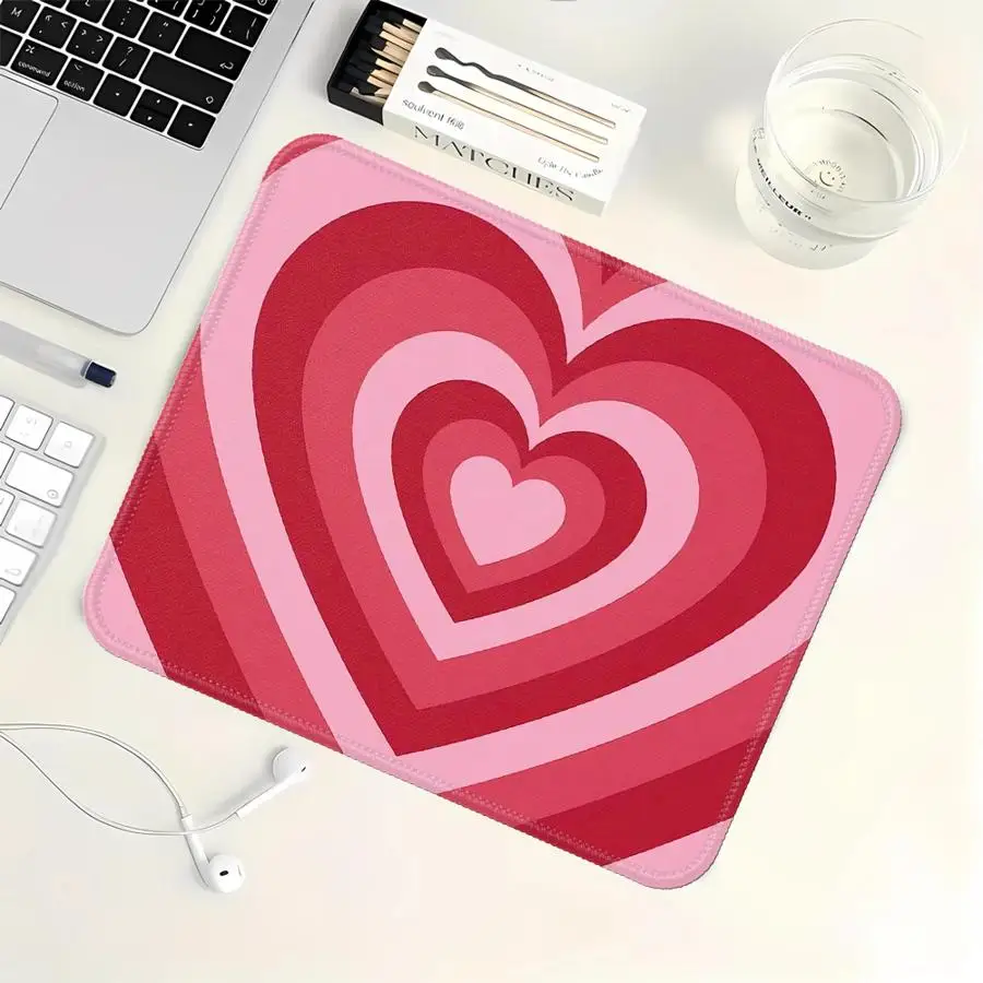 Pink And Red Hearts Mouse Pad office Pad Desk accessories Keyboard Mouse Pad Game Console Pad Computer Laptop Pad Waterproof