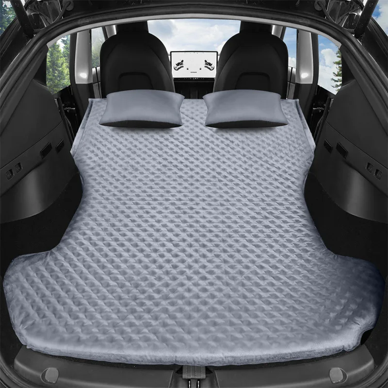 For Tesla Model Y Inflatable Air Mattress Outdoor Camping Air Cushion Bed Suede Fabric Car Travel Bed Car Interior Accessories