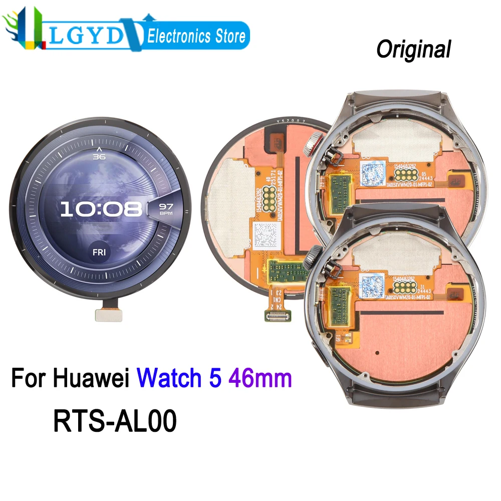 1.5-inch LTPO AMOLED Screen For Huawei Watch 5 46mm, RTS-AL00 Watch LCD Display Touch Screen Repair Replacement Spare Part