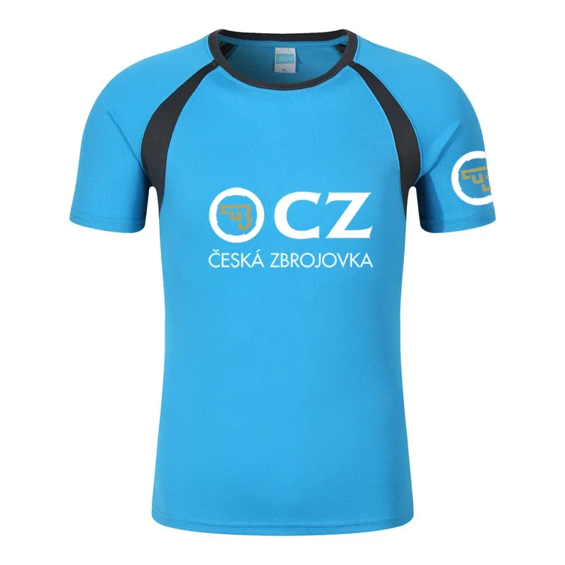 2024 Summer CZ Ceska Zbrojovka Czech Firearms Logo Print Cotton T-shirt O-Neck Solid Color Casual Thin Short Sleeve Popular Tops