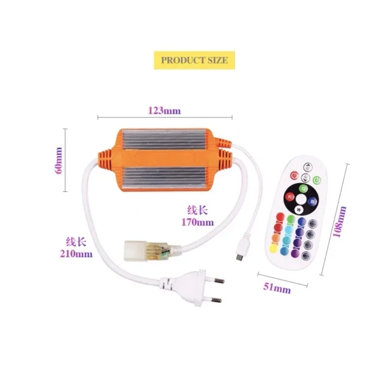 RGB LED Controller 220V EU Plug 16 Color Lights 4PIN 12MM Connector 5050 Remote Control Dimmer 24Keys RGB Light Controller