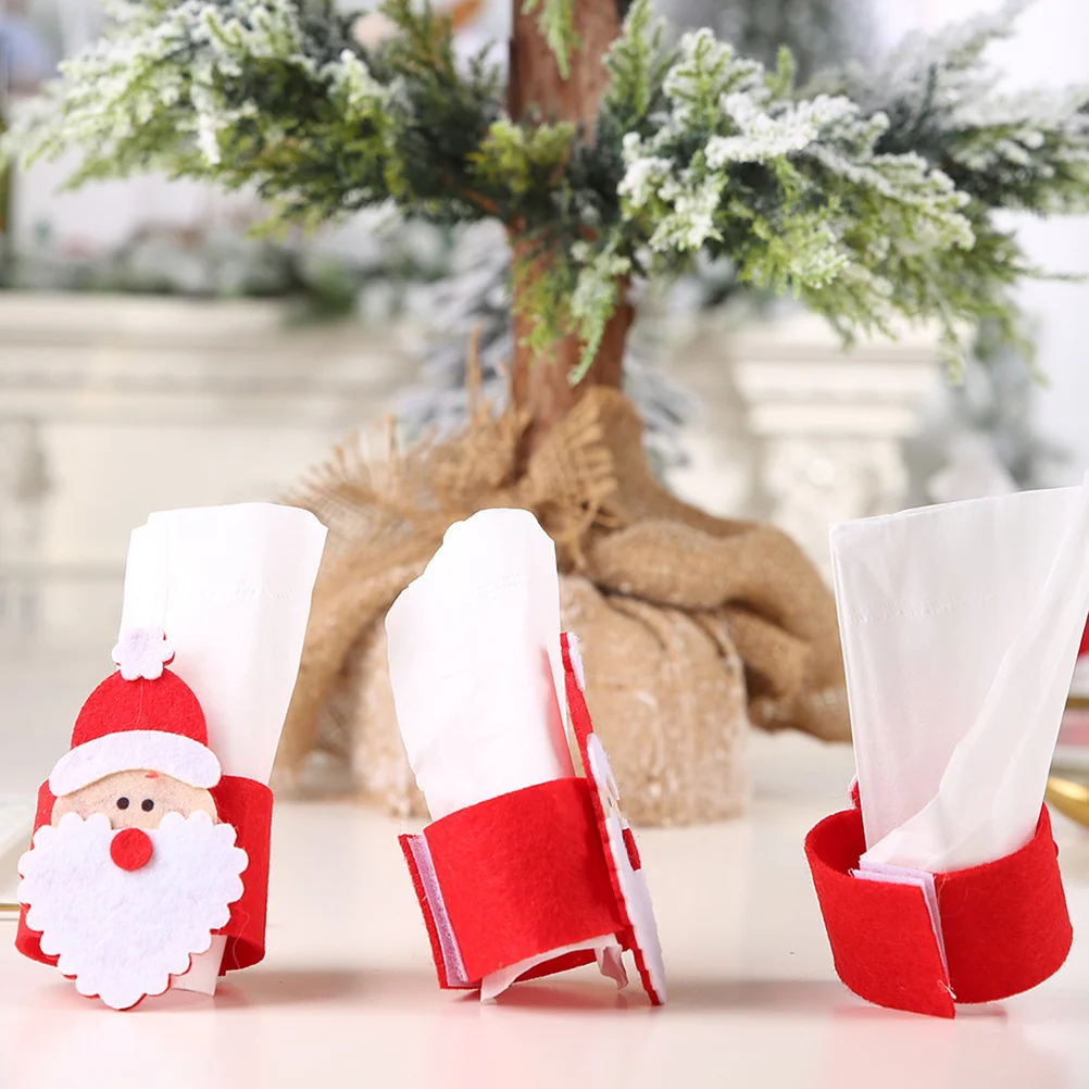 

12Pcs Christmas Santa Claus Napkin Rings Creative Table Decoration Party Napkin Holders Party Supplies Serviette Buckle