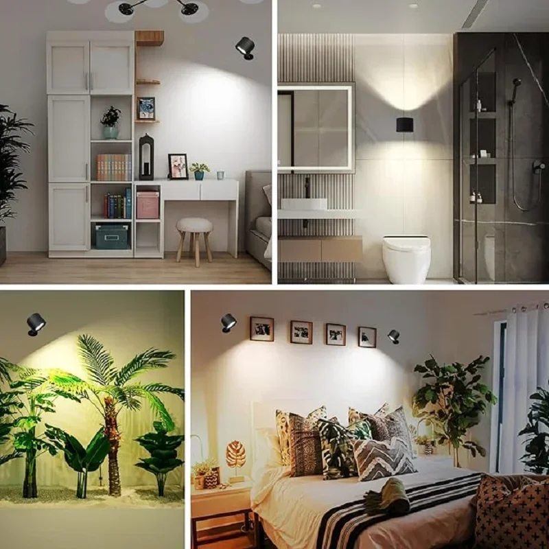 Rechargeable LED Night Light Touch Double Head Wireless Wall Lamp Remote Control LED Spotlight For Bedroom Indoor Lighting