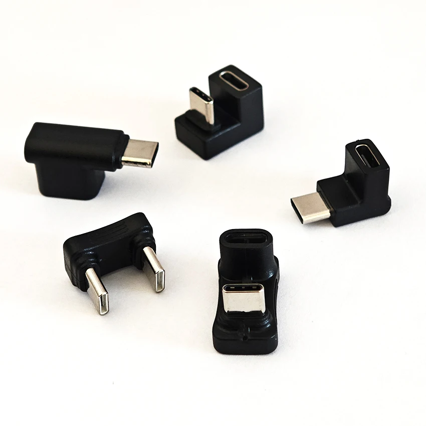 L‑Shape U-Shaped Type‑C Male To Type‑C Female Adapter Dual Port Elbow USB‑C Angle Connector Multiple Styles Male to Male