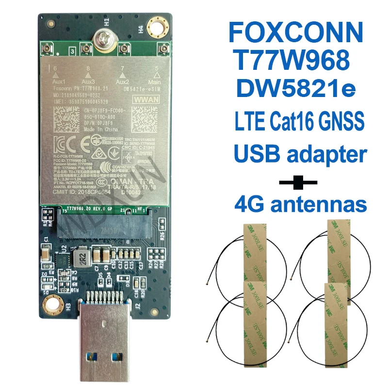 USB t77w968 dw5821e lte cat16 gnss 4g wwanカードモジュール (dell緯度5420 5424 7424頑丈な緯度7400/7400-in 4アンテナ用)