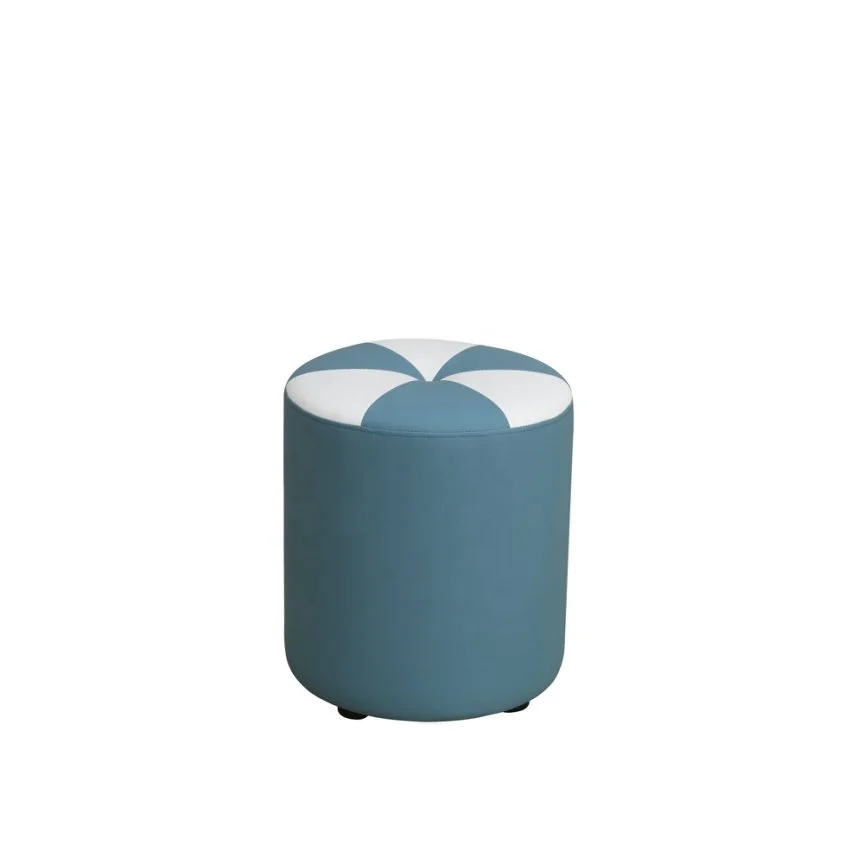 مقعد عثماني من الجلد الأزرق الفاخر بإطار خشبي فاخر إسفنجة عالية المرونة للاستخدام المنزلي وغرفة المعيشة وغرفة الطعام والحمام #5