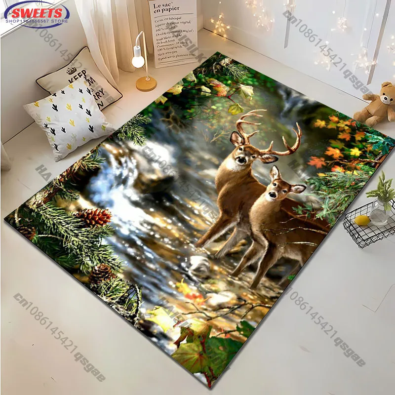 Free shipping! "Patriotic Deer Rug for Rustic Home Decor" carpet for home sofa bedroom, gift view 4