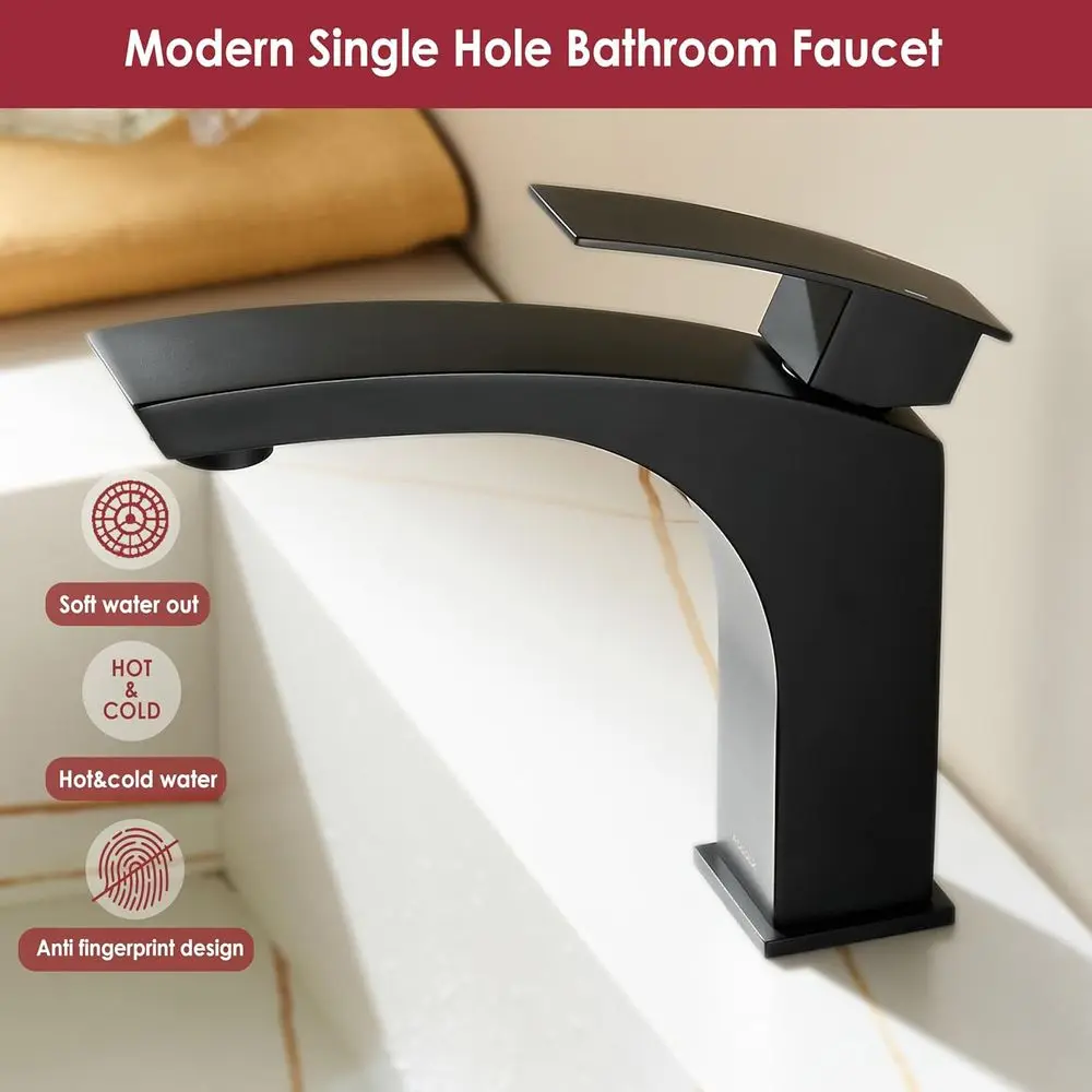 صنبور بمقبض واحد من الفولاذ المقاوم للصدأ باللون الأسود غير اللامع الحديث لحوض الغرور #5