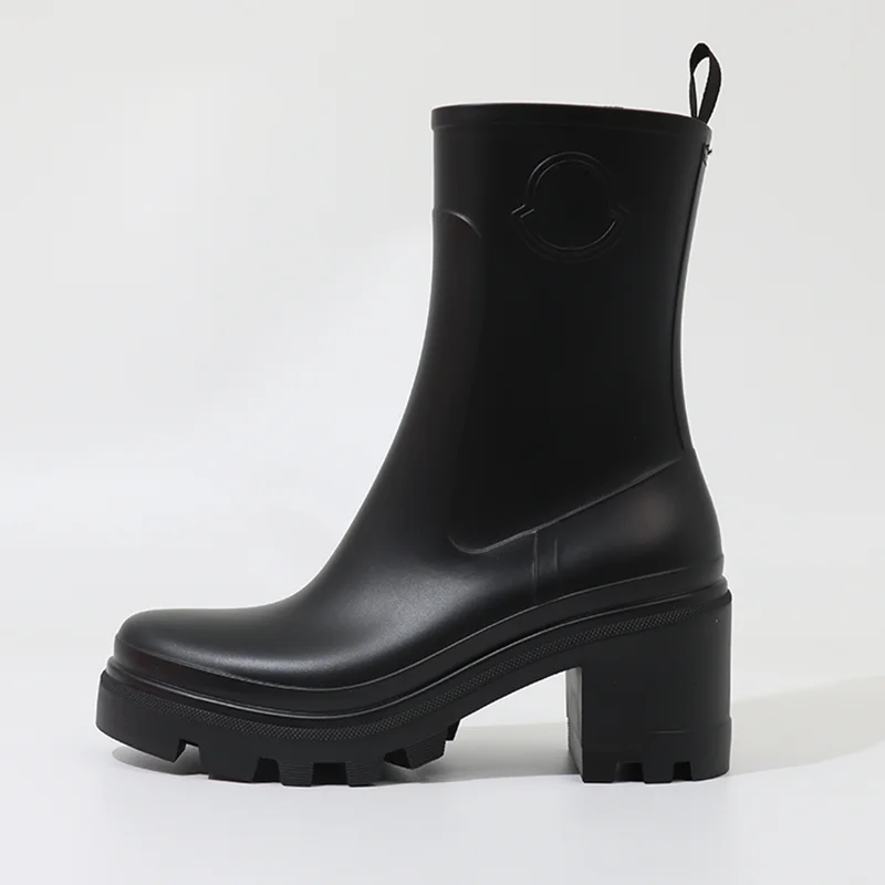 Rain Boots Shoes for Women 7.5cm Elevator Anti Slip High Tube Boots Red Women Street Fashion Increased Zipper Design Water Shoes