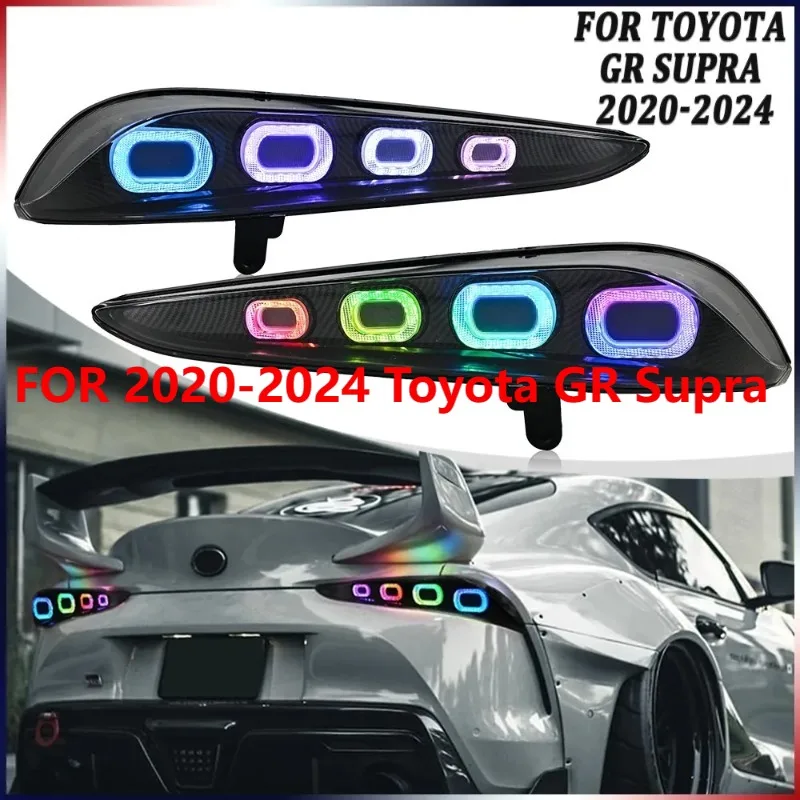 

For 2020-2024 Toyota GR Supra, 1Pair LED Carbon Fiber Tail Lights with RGB, Plug and Play