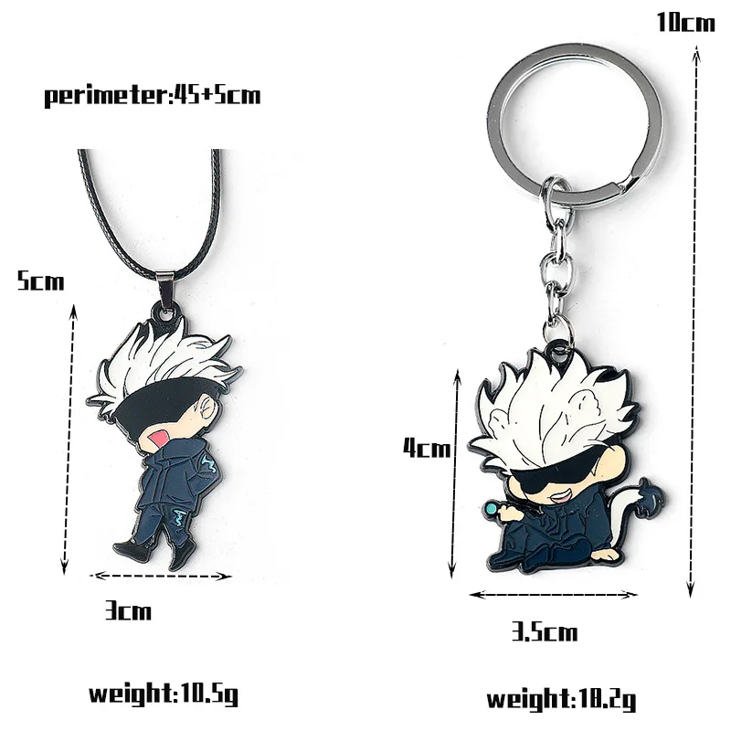 Cartoon Anime Keychains Satoru Gojo Fushiguro Megumi Itadori Yuji Metal Necklaces Keyrings Cosplay Pendants Accessories Figure