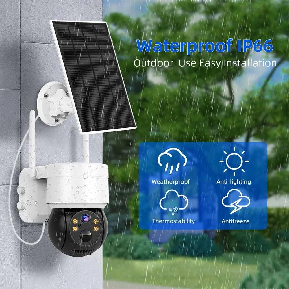 Hiseeu WTD514 4MP Outdoor Wireless Solar WiFi Camera 5X Zoom 1080P PTZ IP Cam PIR Motion Detection Night Vision Two-way Audio Vi