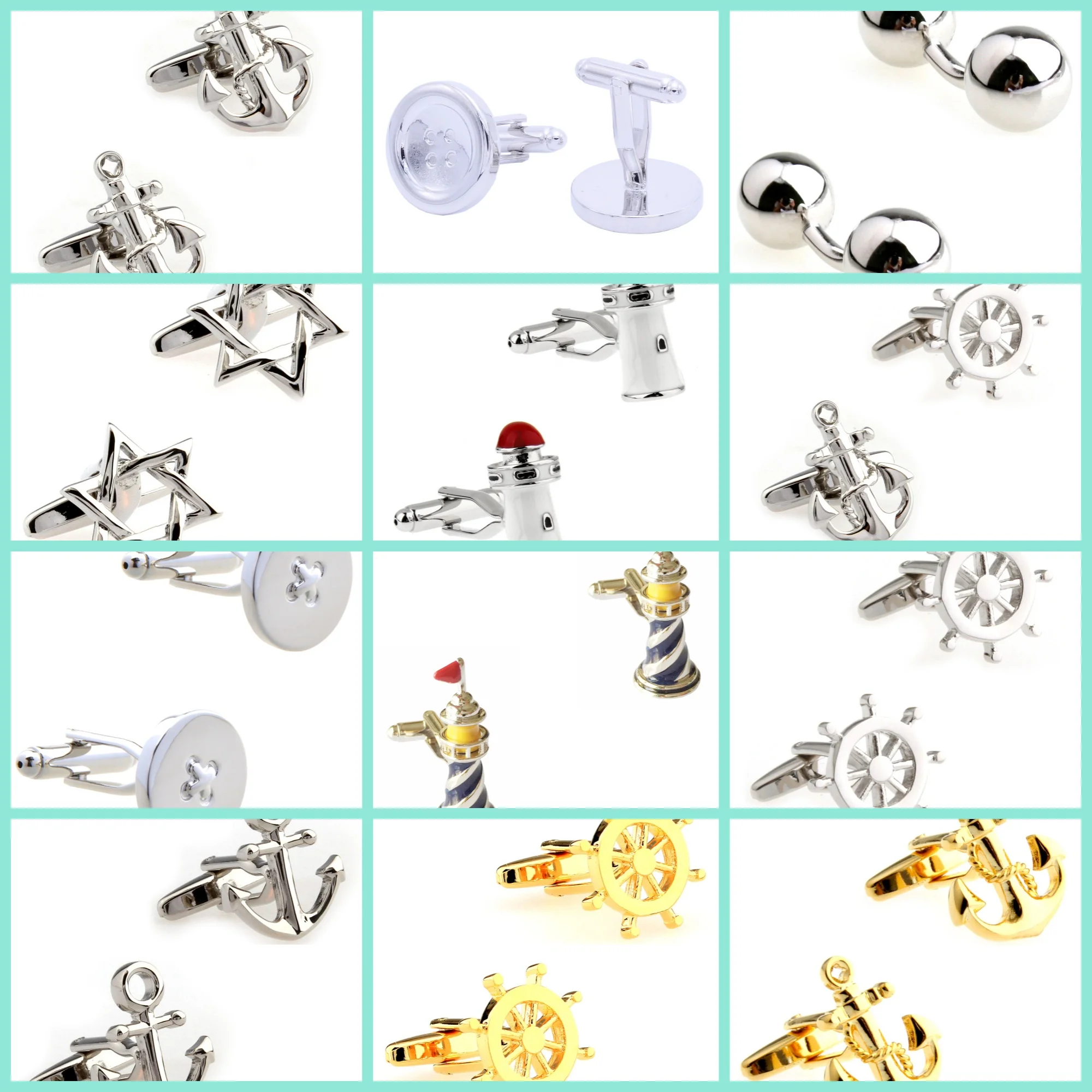 12-designs-abotoaduras-de-roda-de-ancora-homens-botao-de-torre-abotoaduras-2-pares-lote