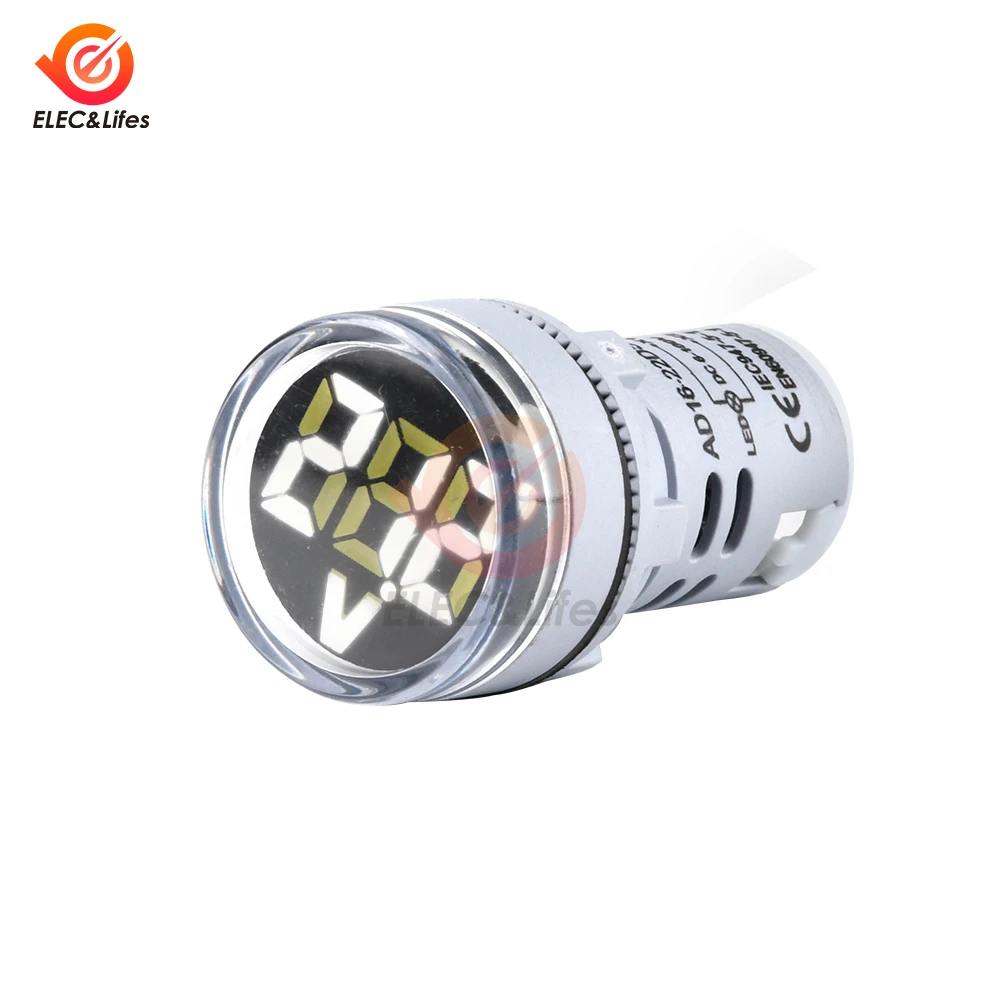 DIY Mini Digital Voltmeter 22mm Round DC 6-100V Volt Voltage Tester Meter Monitor Power LED Indicator Pilot Lamp Light Display