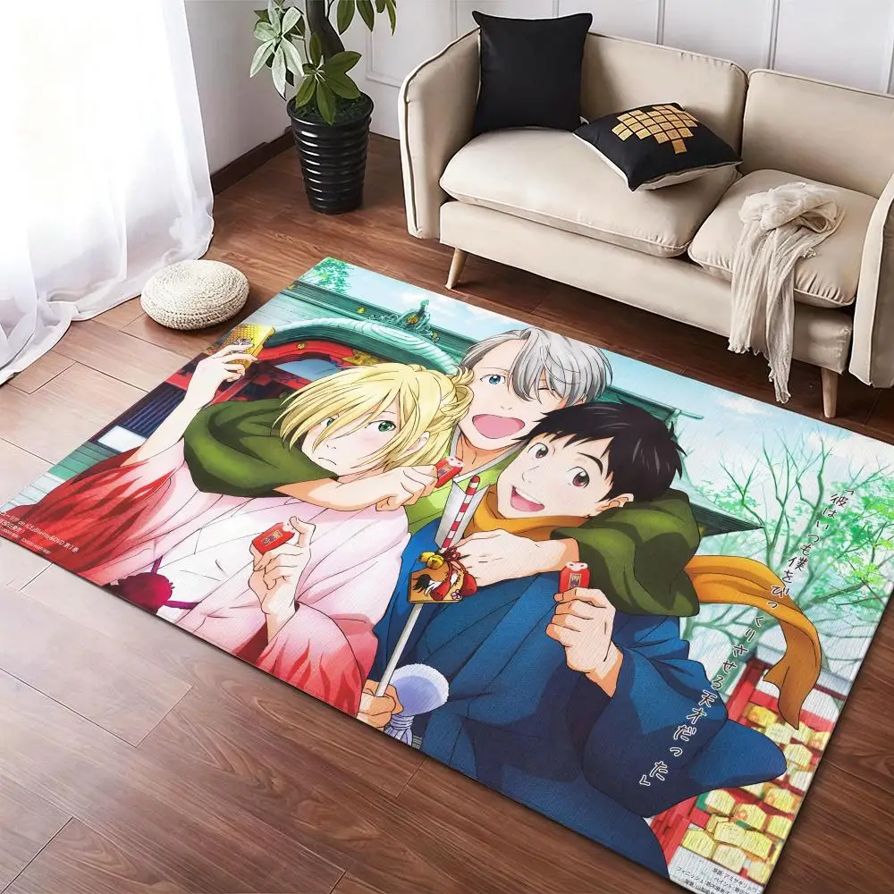 

japan Y-Yuri on IceS cartoon Floor Mat Soft Thickened Non-Slip Door Mat for Living Room Home Decor Flannel Rugs