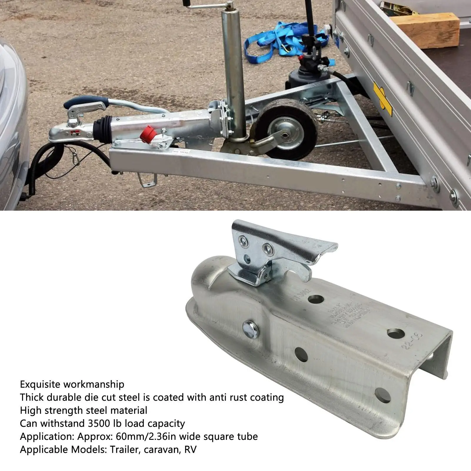 Straight Trailer Coupler Trailer Coupler Coated Surface Compact Structure Simple Operation High Strength Safe for 60mm Wide