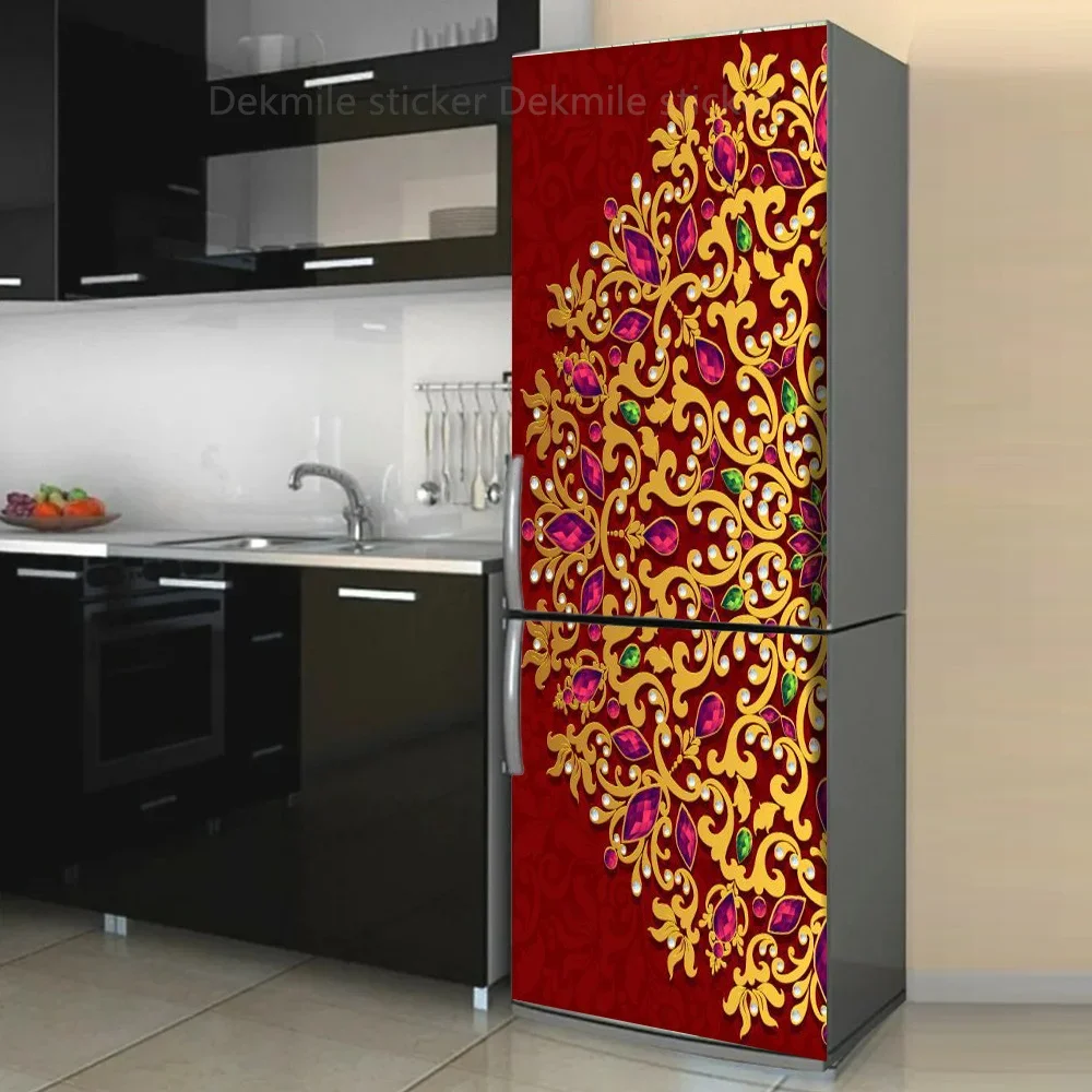 Geometric Pattern Wall Fridge Stickers For Dining Room Home Decoration Bricks Cup Cabinet Food Vinyl Art Wall Decal Refrigerator