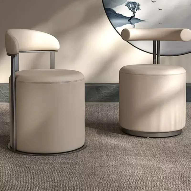 Italian Light Luxury Backrest Chair, High Density Sponge Soft Stool, Stainless Steel Electroplated Frame Seat at Home - Sturdy