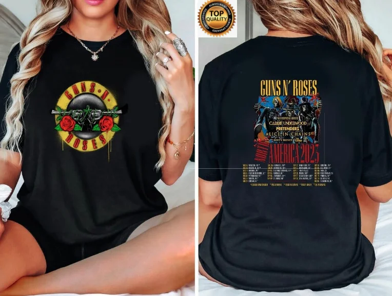 2023 Tour Guns Roses North N' T-Shirt World American America Gnr Concert Hot