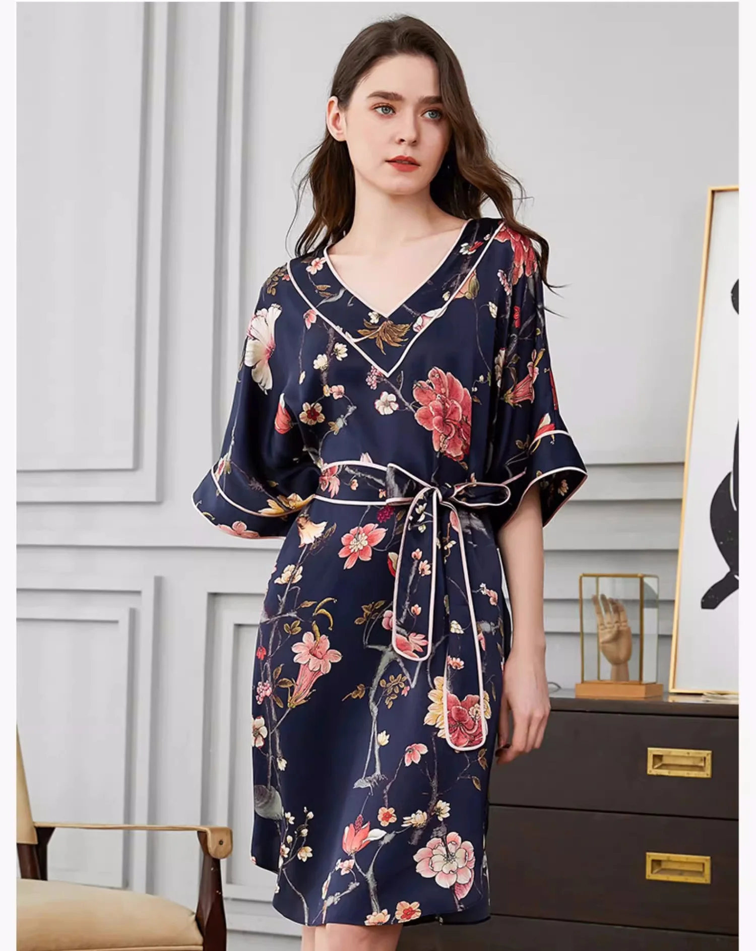 Pure Silk Large Sexy Night Dress Sleepwear Female Nightgown Women Sleep Dresses Plus Size 100% Silk Women's Pajamas Home Clothes