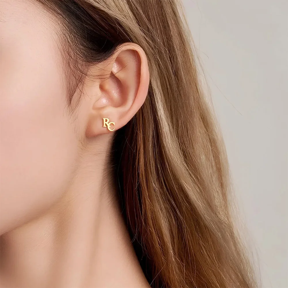 Minimalist personalized custom stainless steel letter design earrings for ladies' birthdays anniversaries surprise gifts