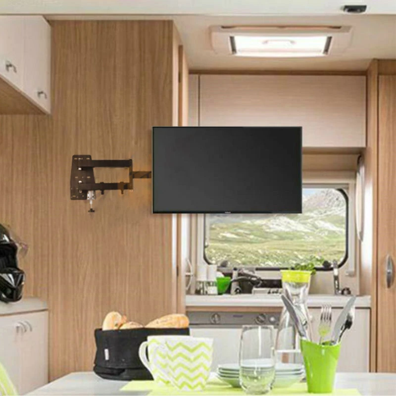 RV TV Mount with Dual Wall Plates Lockable TV Wall Mount for Camper Trailer Motor Home or Most 19-42 inch TV Full Motion