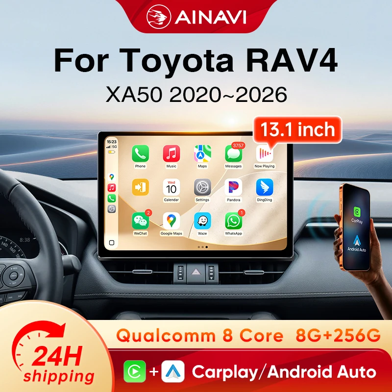 Autoradio Ainavi 13,1 pouces pour Toyota RAV 4 XA50 RAV4 2019 2020 2021 2022 2023 2024 2025 Lecteur multimédia de voiture Stéréo de voiture Audio de voiture Écran de voiture Système d'infodivertissement Android Auto sans fil Systèmes intelligents de voiture Écran IPS 2K