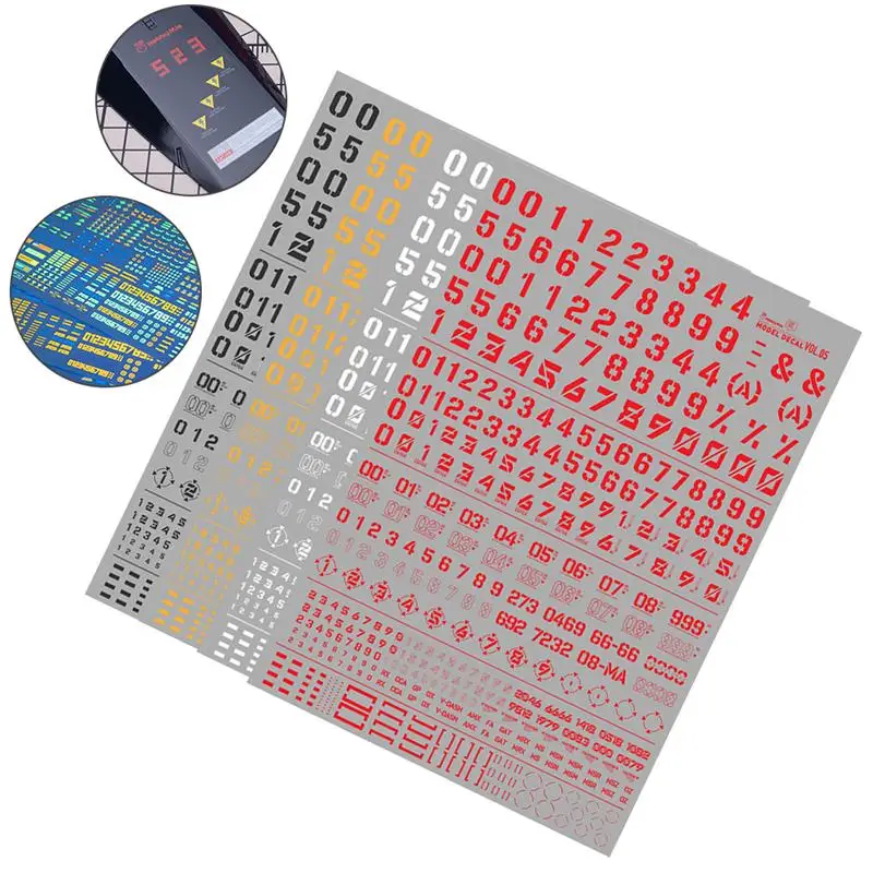 145*100mm Waterslide Transfers Aufkleber Zahlen & Symbole UV Fluoreszierend für Modell Eisenbahn Wasserrutsche Aufkleber